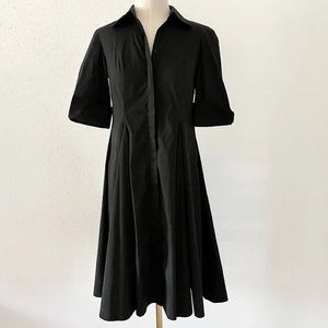 Coldwater Creek Dress | Button Up Pleated Blouse Dress | Black | Size 4